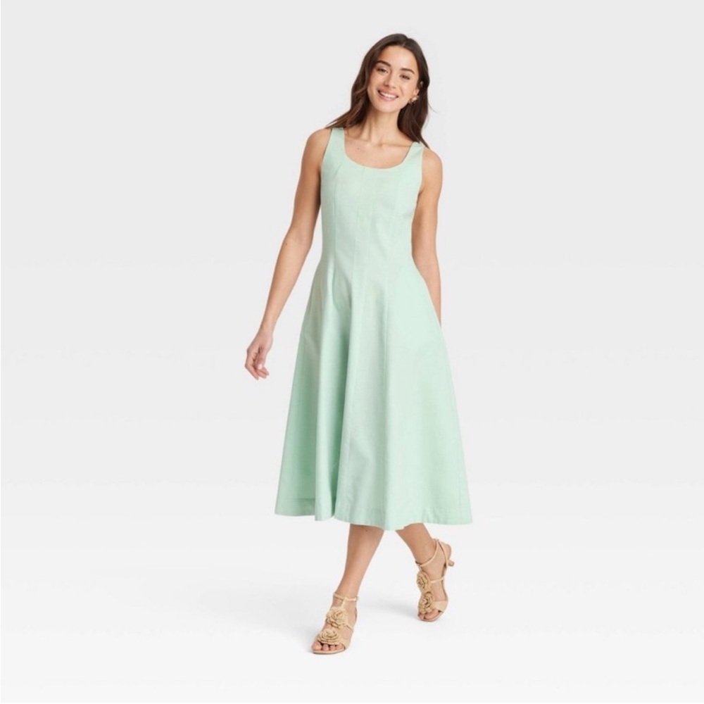 Women's Corset Midi A-Line Dress - A New Day™ Green 12: NWT